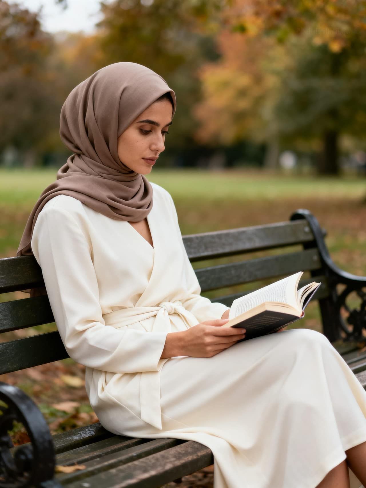 AI-generated stills for Noor & Veil — Modest noor-2, Casa Selvedge production
