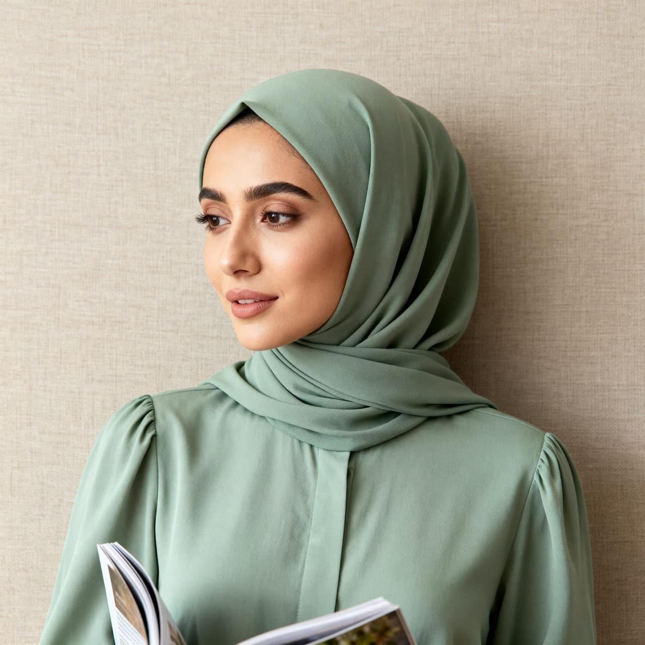 AI-generated ad for Noor & Veil — Modest noor-3, Casa Selvedge production